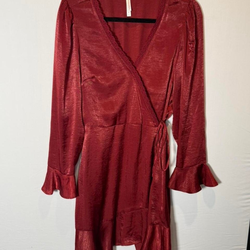 Burgundy red silky dress